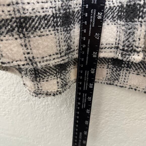 H&M Womens Jacket Size S Plaid White Black Shacket Button Front Oversized - Picture 5 of 12